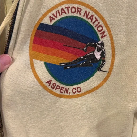 Aviator Nation yellow full zip classic rainbow  logo hoodie unisex flawed Small - Picture 5 of 11